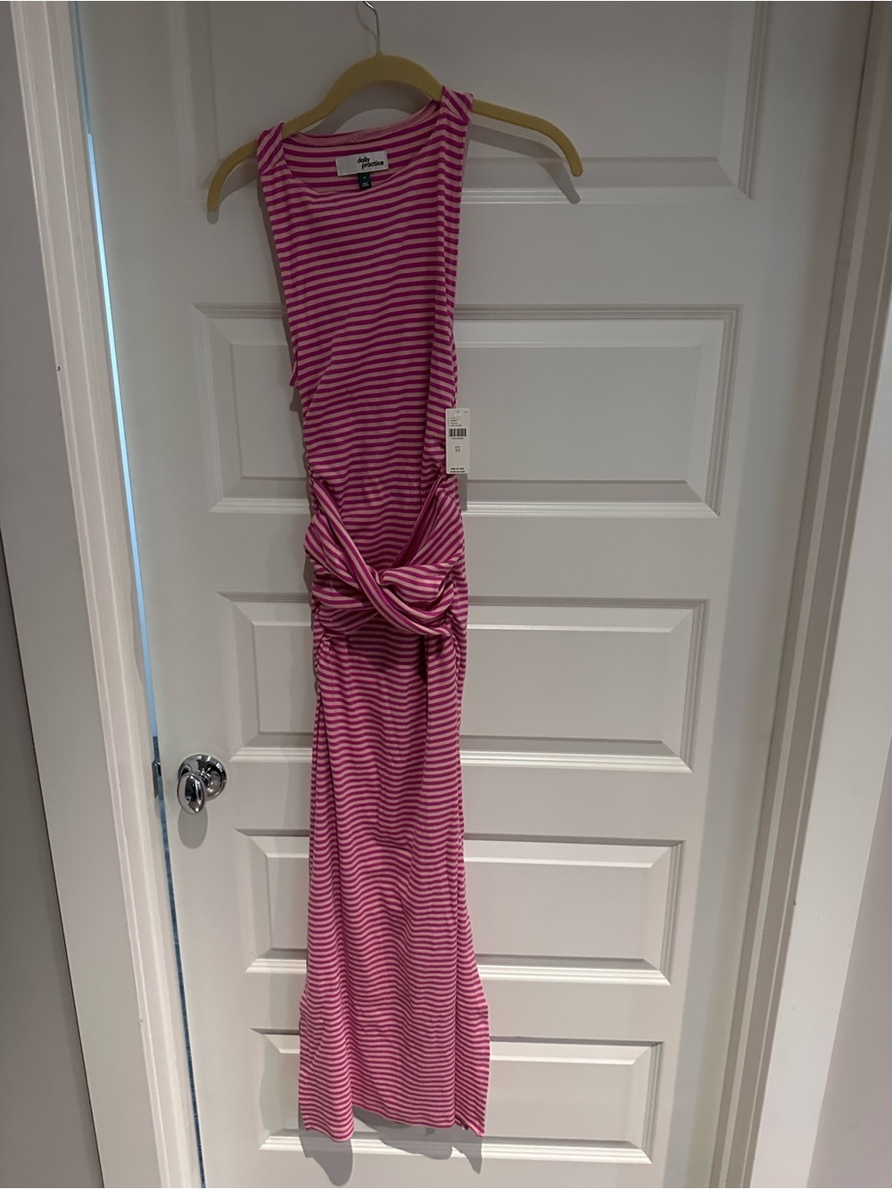 Daily Practice Drop Waist Midi Dress in Peach Melba & Raspberry - Picture 4 of 7